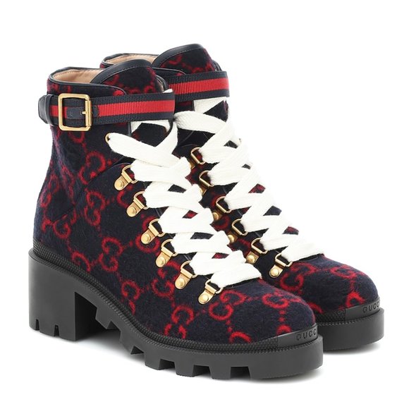 Gucci Women's GG Logo Wool Ankle Boot - Picture 1 of 9